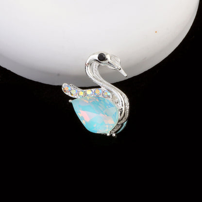 24mm Alloy Swan Crystal Rhinestone Beads 2pcs 9