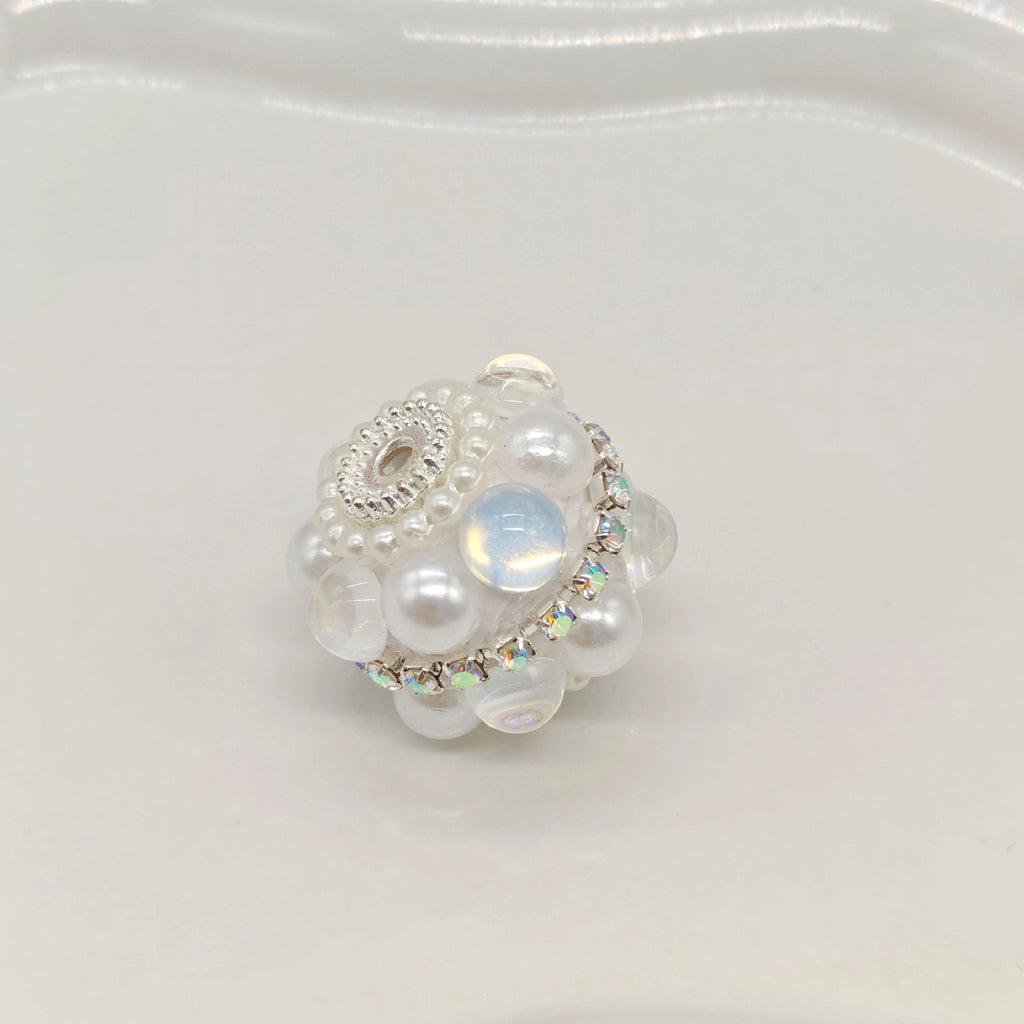Rhinestone Bubblegum Beads 18mm Pearl Encrusted Round 4pcs 6