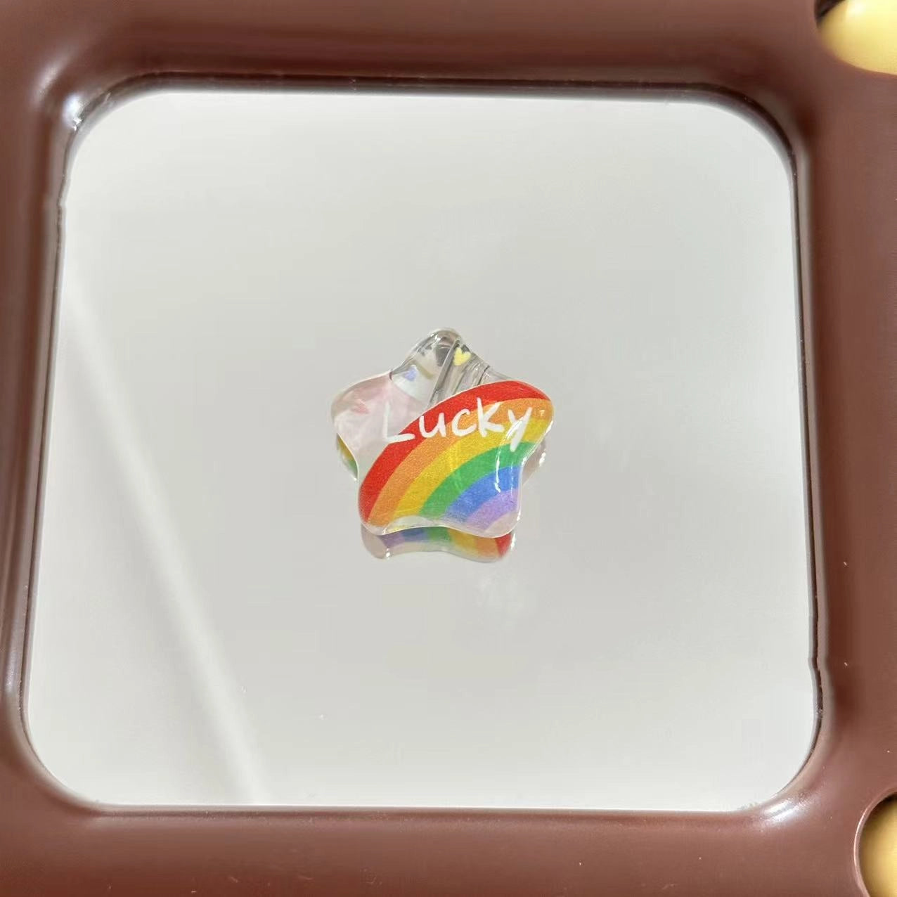Transparent Star Acrylic Beads 25mm Rainbow Printed Glossy 10pcs 5