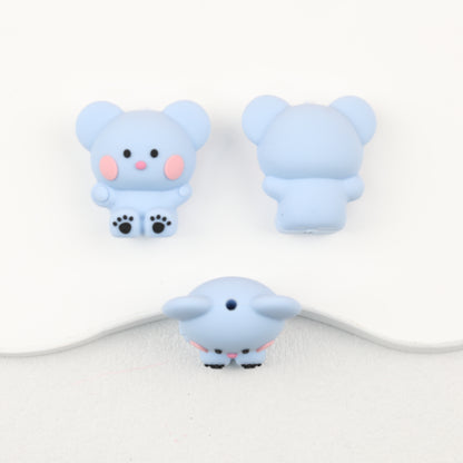 3D Animal Silicone Focal Beads Cute Rabbit Dog Design 20pcs