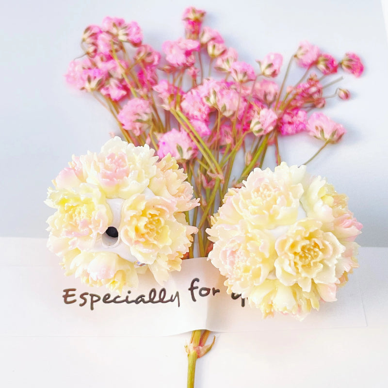 Flower Clay Beads 22mm Multicolor Peony Balls Polymer 10Pcs 12
