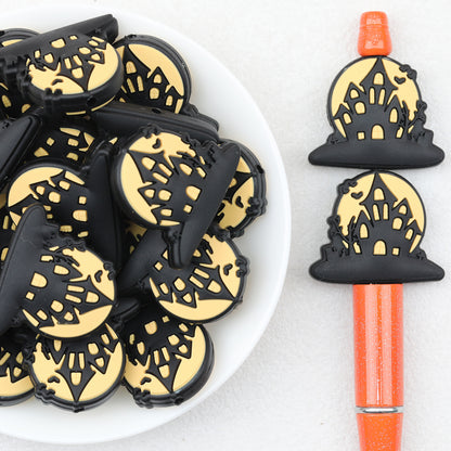 Halloween Round Haunted Castle Silicone Focal Beads 20pcs