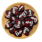 Silicone Focal Beads Valentine Grid Heart Love Script 20pcs 2