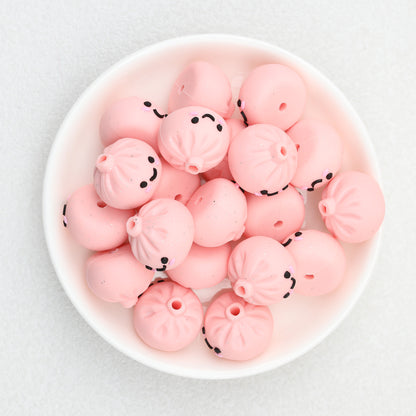 3D Cute Glitter Steamed Stuffed Bun Silicone Focal Beads 20pcs 10