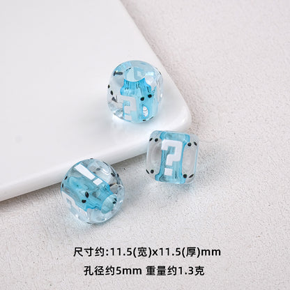 Transparent Dyed Core Acrylic Question Mark Cube Beads 20pcs 11mm 8