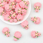 3D Pink Rose Little Prince Silicone Focal Beads 20pcs