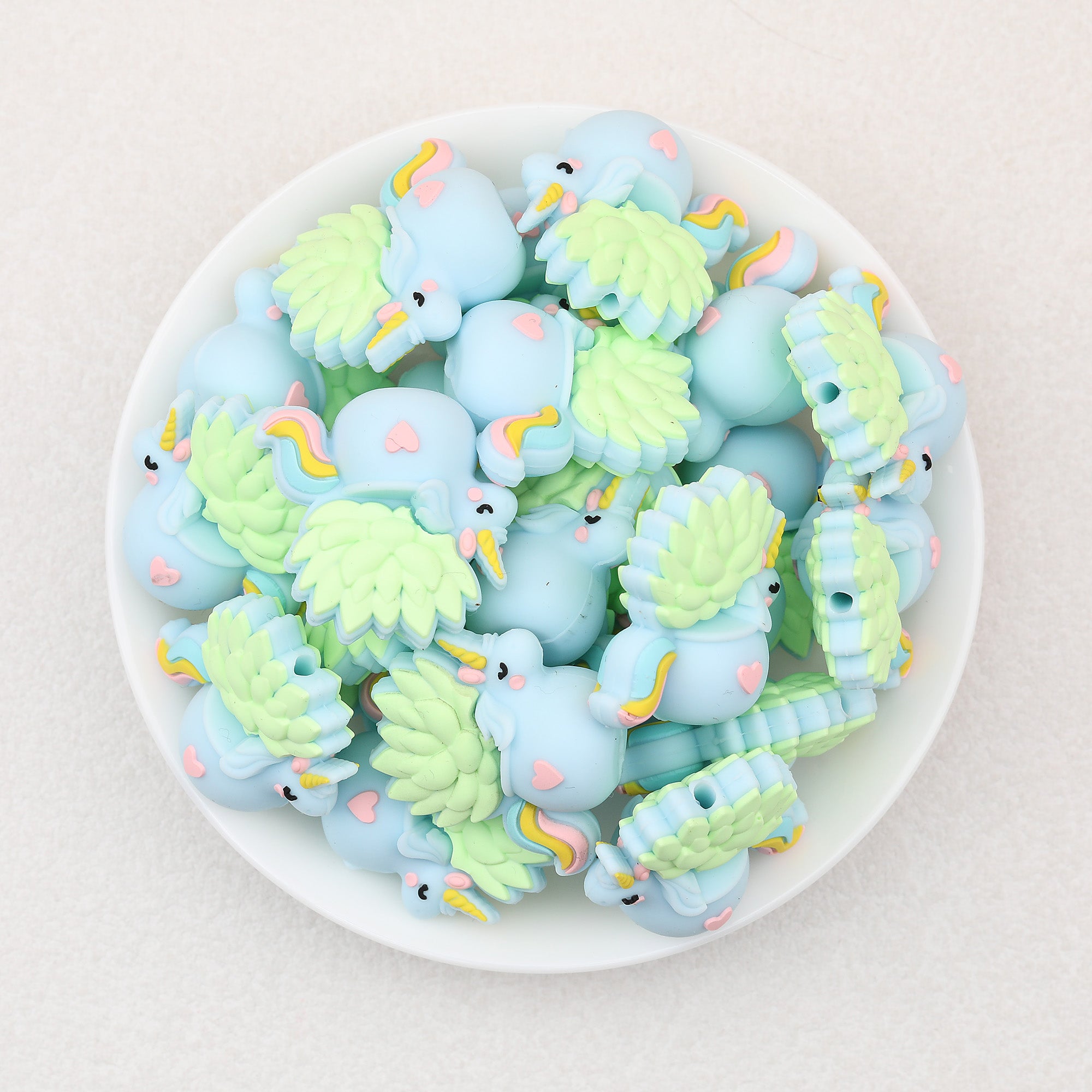 3D Unicorn Flower Pot Silicone Focal Beads 20Pcs  2