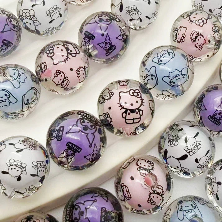 16mm Cute Cartoon Character Acrylic Sago Beads 50pcs