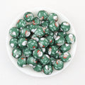 Christmas Santa Claus 15mm Silicone Beads Printed 50pcs - Green