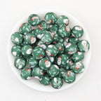 Christmas Santa Claus 15mm Silicone Beads Printed 50pcs - Green