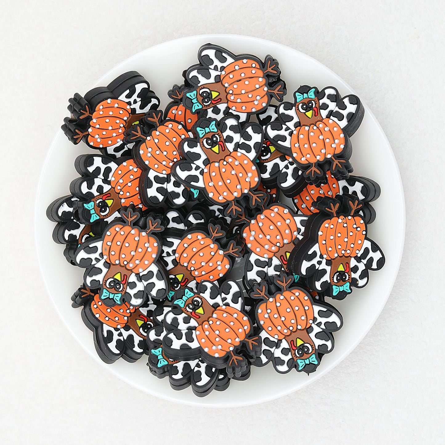 Halloween Pumpkin Turkey Silicone Focal Beads 20pcs - Pumpkin