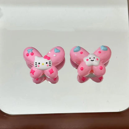 Hand Painted Star Acrylic Beads Colorful Pastel Design 5pcs 9