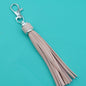 PU Leather Tassel Keychain 9cm Strips Silver Lobster Clasp 33