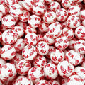 15mm Silicone Beads Red Flower Printed Design 50pcs