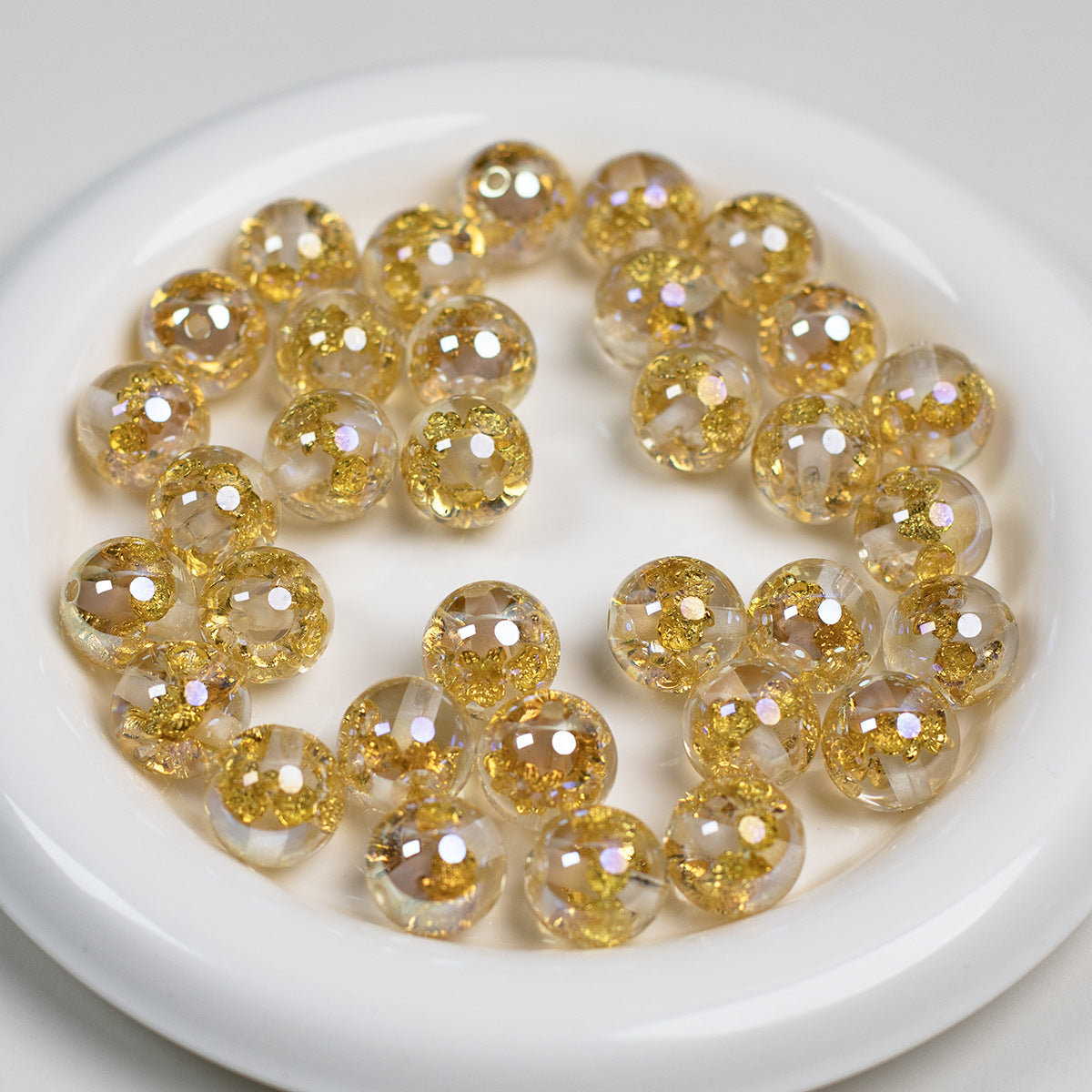 Clear Metallic Rose Round Resin Beads 16mm 10pcs 4