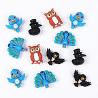 3D Bird Silicone Focal Beads Owl Peacock Cute Animal Charms 20pcs