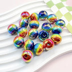 Striped Rainbow Acrylic Beads 16mm Glossy Round 10pcs 3