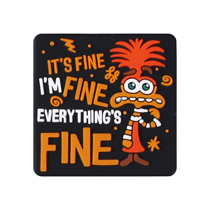 Silicone Focal Beads Anxiety Mouse I'm Fine Text Design 1 Piece 14