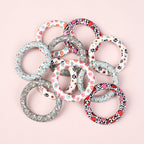 65mm Printed Silicone Beads Round Rings Floral Animal Spots Prints 3