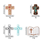 Silicone Focal Beads Bible Cross Leopard Print and Birthday of Jesus 20pcs 10