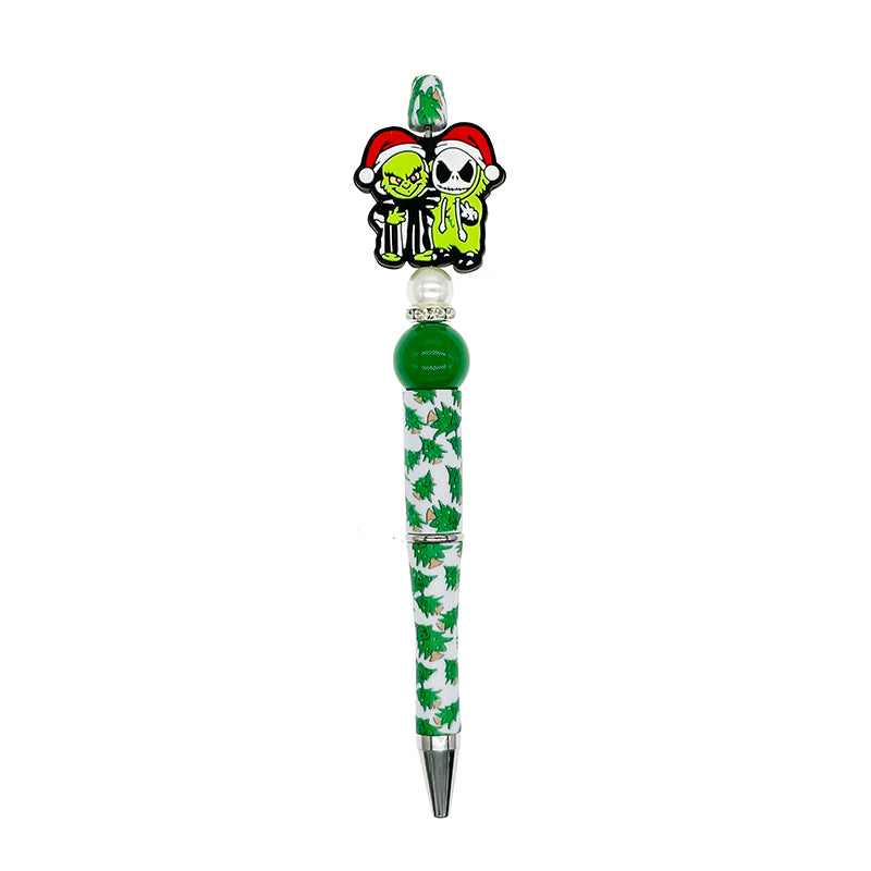 Silicone Focal Beads Christmas Jack And Grinch Wearing Santa Hats 20pcs 3