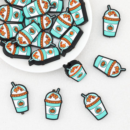 Halloween Pumpkin Drink Silicone Focal Beads 20pcs