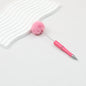 Beadable Pen Plush Pom-pom Colorful Ballpoint - Rose red