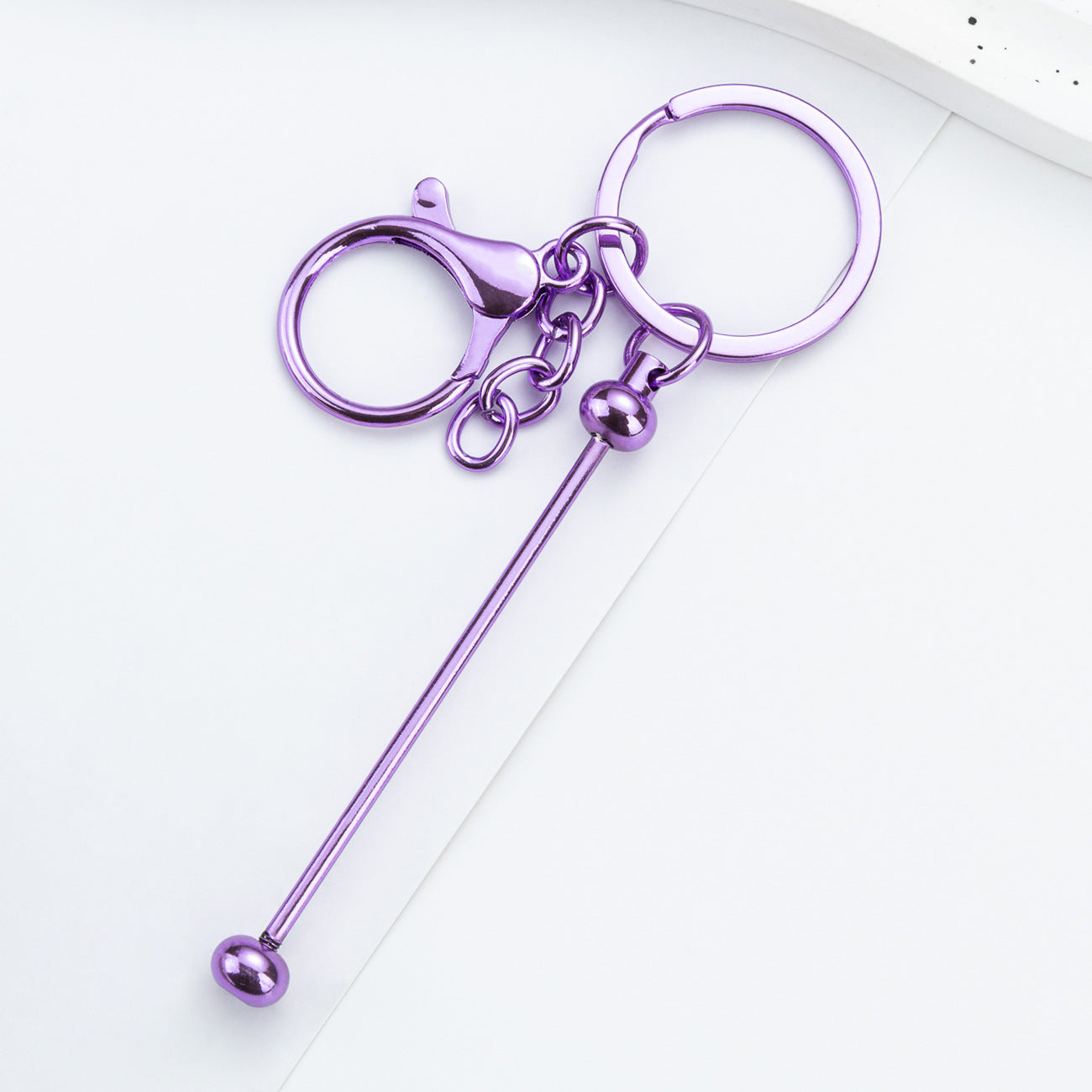 Beadable UV Plating DIY Metal Keychain
