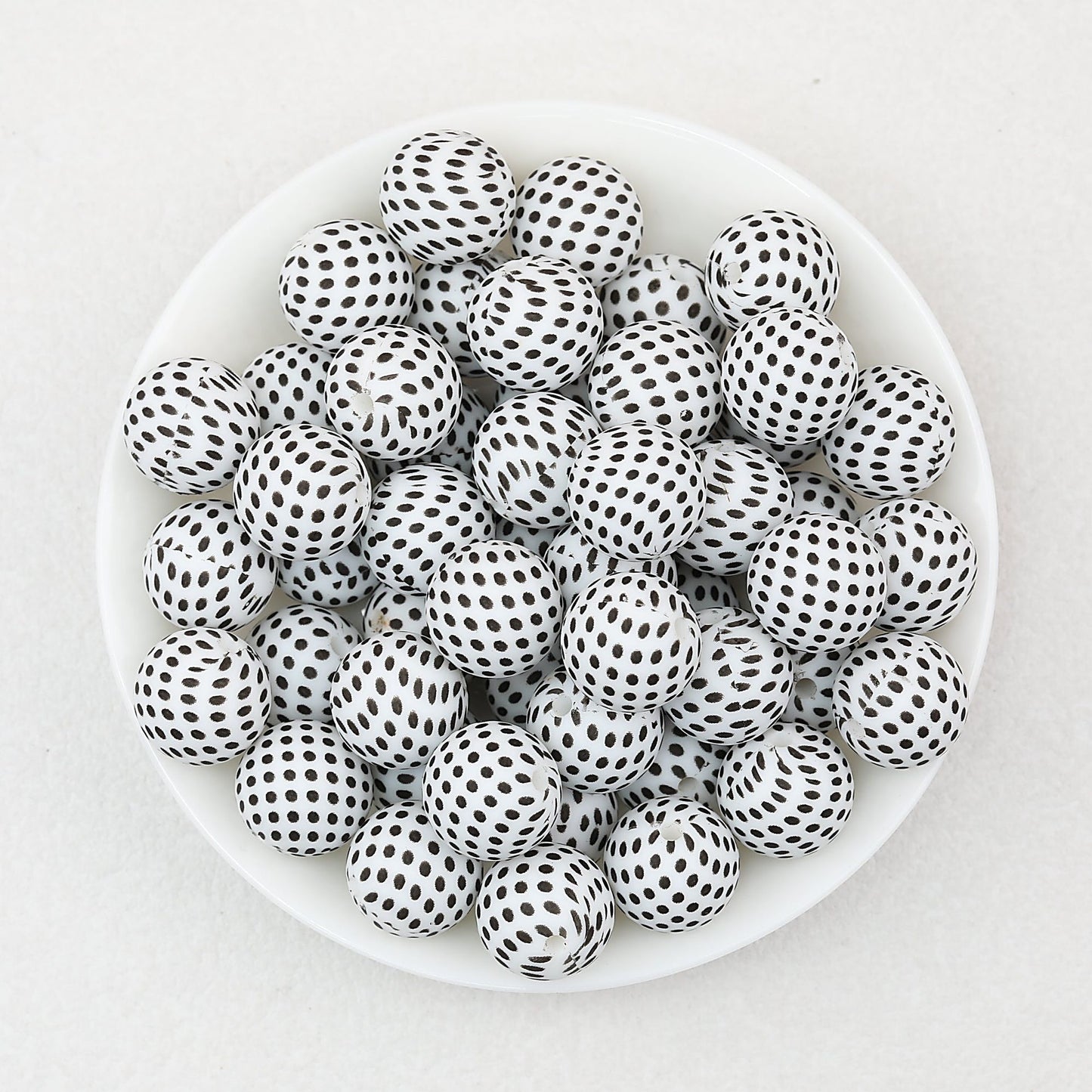 15mm Black and White Printed Round Silicone Beads 50pcs - Pattern 4
