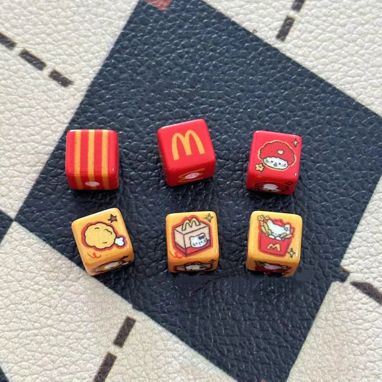 Mcdon Series Acrylic Square Beads 10mm Printed Mixed Colors 20pcs