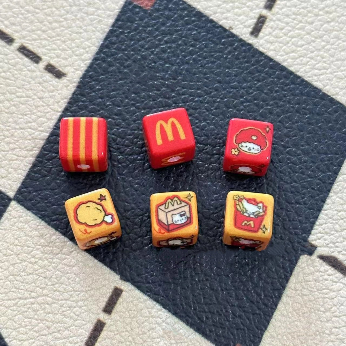 Mcdon Series Acrylic Square Beads 10mm Printed Mixed Colors 20pcs