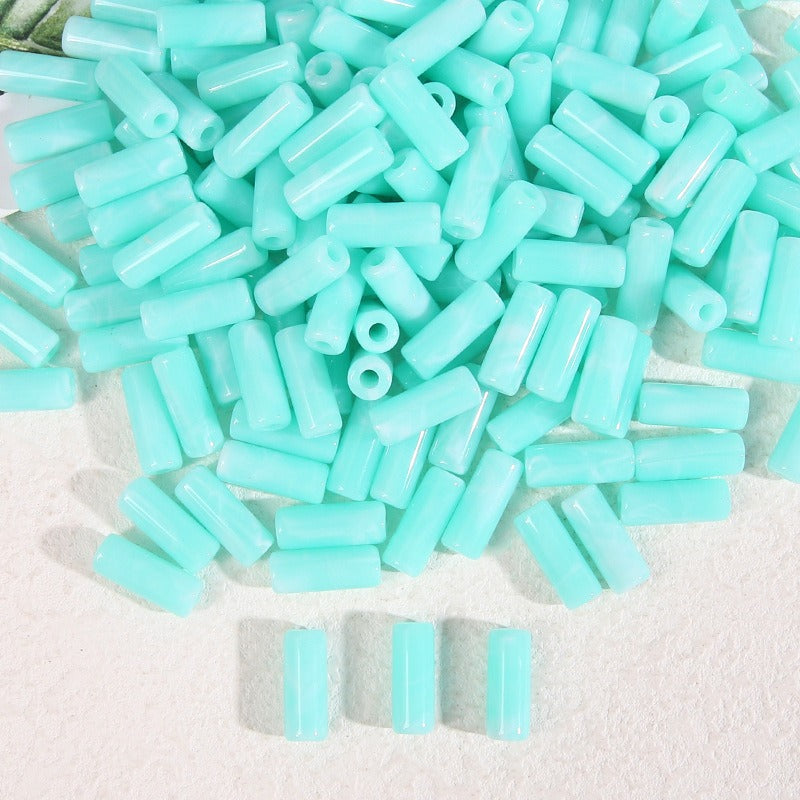 Dual-Color Tube Acrylic Beads 18x7mm Glossy Swirls 200pcs 6