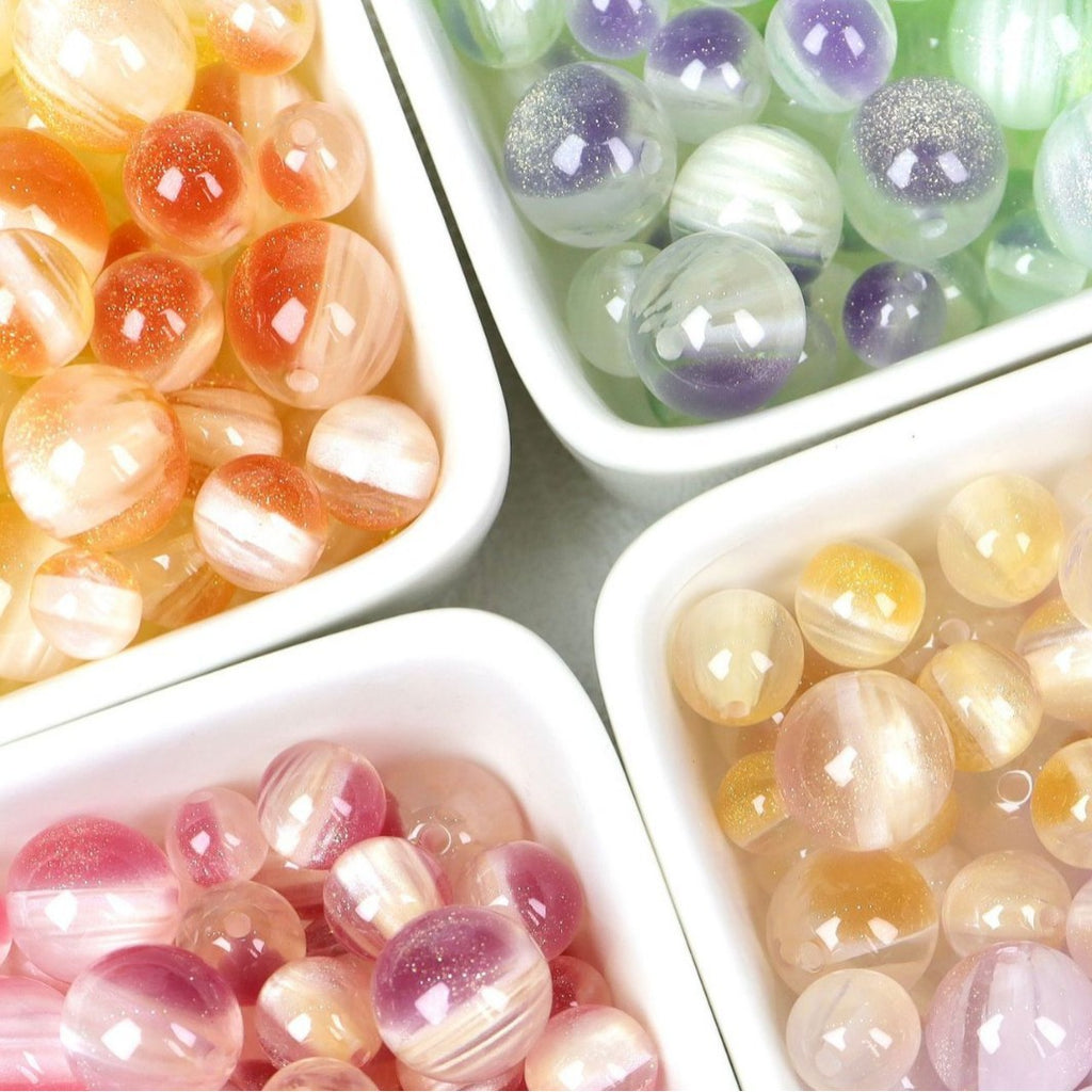 Iridescent Cat Eye Round Resin Beads 10 12 16mm 50pcs
