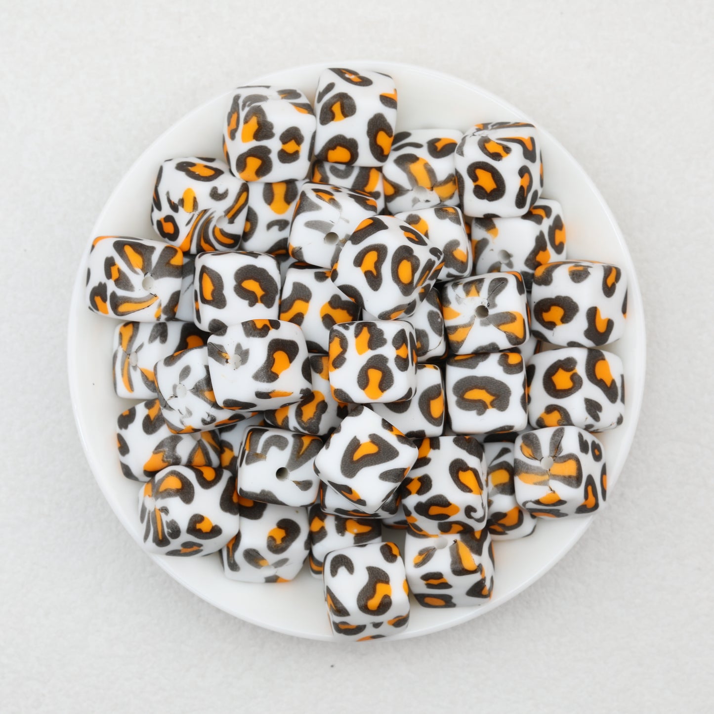 13.5mm Square Leopard Print Silicone Beads 50pcs 4