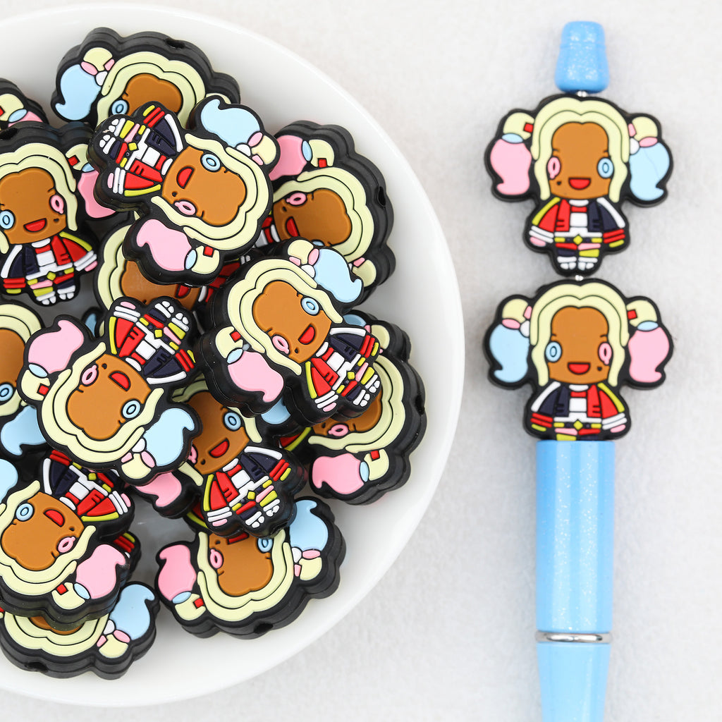 Harley Quinn Character Silicone Focal Beads 20pcs