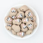 Silicone 3D Sea Otter Focal Beads Light Brown With Pink Shell 20pcs