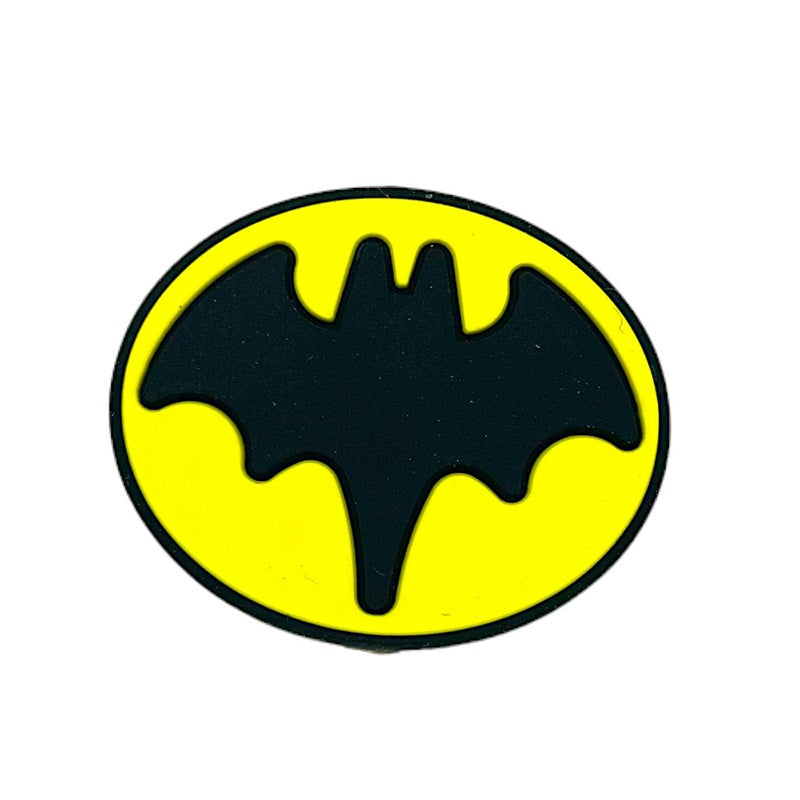 Silicone Focal Beads Halloween Bat Black Silhouette on Yellow Oval 20pcs