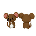 Silicone 3D Focal Beads Brown Mouse Front Facing 20pcs