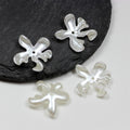 Irregular Flower Acrylic Beads Wholesale, Imitation Pearl Creamy White Sculpted Petal Design, 24mm