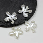 Irregular Flower Acrylic Beads Wholesale, Imitation Pearl Creamy White Sculpted Petal Design, 24mm