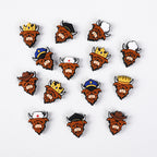 Silicone Focal Beads Highland Cattle Wearing Police Hat Crown 20pcs 3