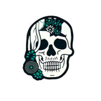 Silicone Focal Beads Western Turquoise Skeleton Skull Halloween Front View