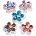 Double Layer 37mm Flower Rhinestone Beads with Alloy Base 2pcs 5