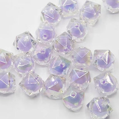 Faceted Acrylic Beads 16mm Diamond Shape Rainbow Assorted 200pcs 6