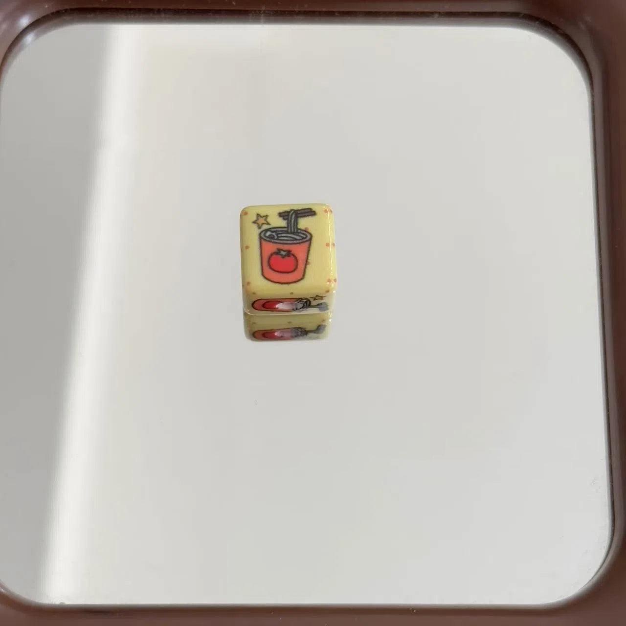 Square Acrylic Beads 14mm Puppy in Tomato Glossy Colors 10pcs 8