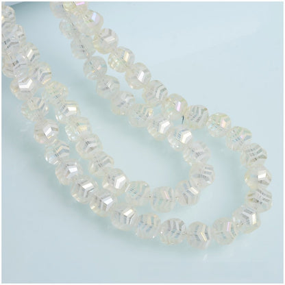 Faceted Glass Beads 10mm Matte Frosted Wavy Line Pattern 70pcs 5