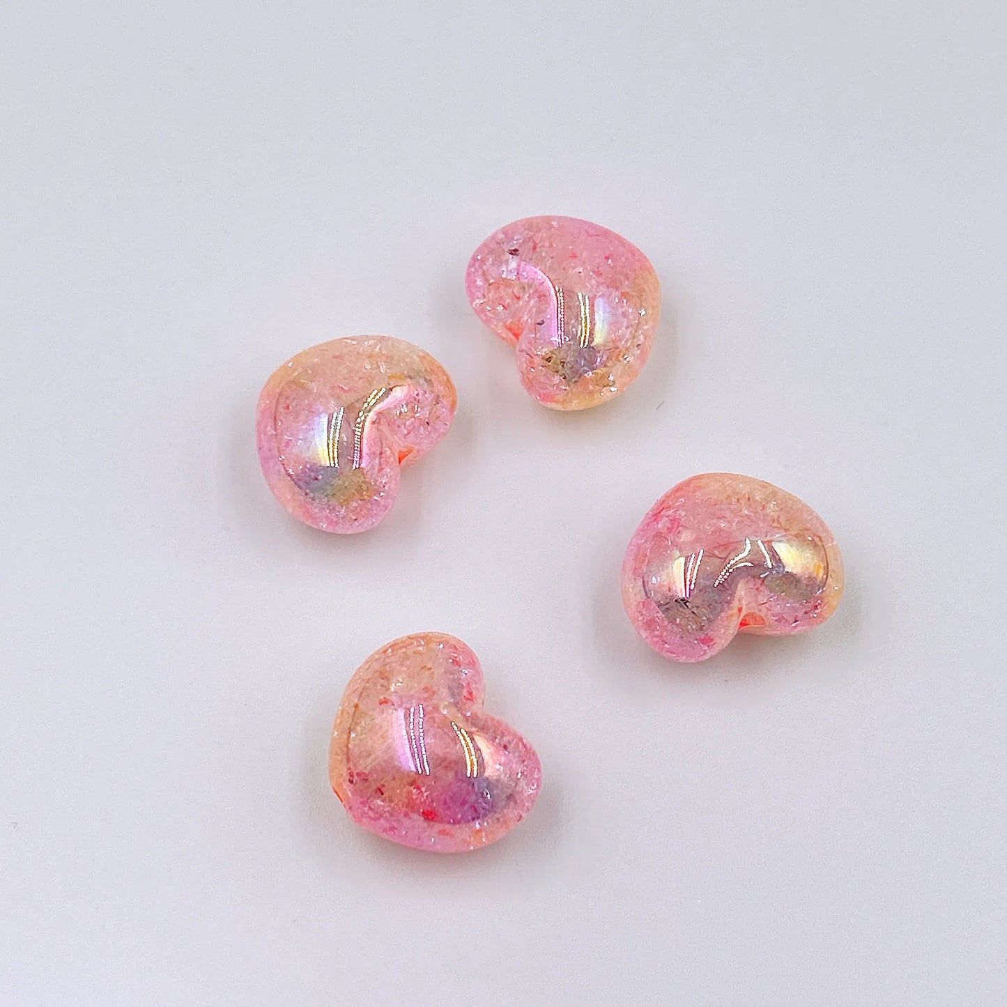 Gradient Heart Acrylic Beads 22mm Dual Color Crackle 50pcs 6