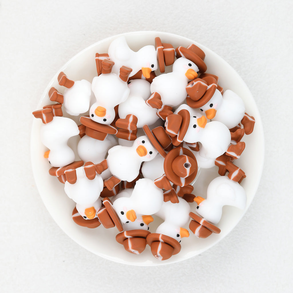 3D Good Cowboy Goose Silicone Focal Beads 20pcs  2