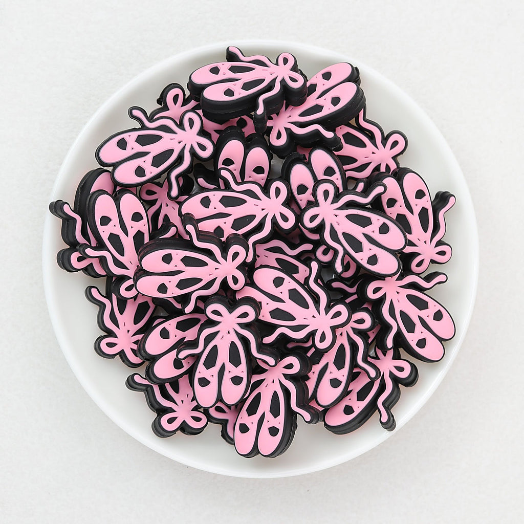 Pink Ballet Shoe Silicone Focal Beads 20 pcs