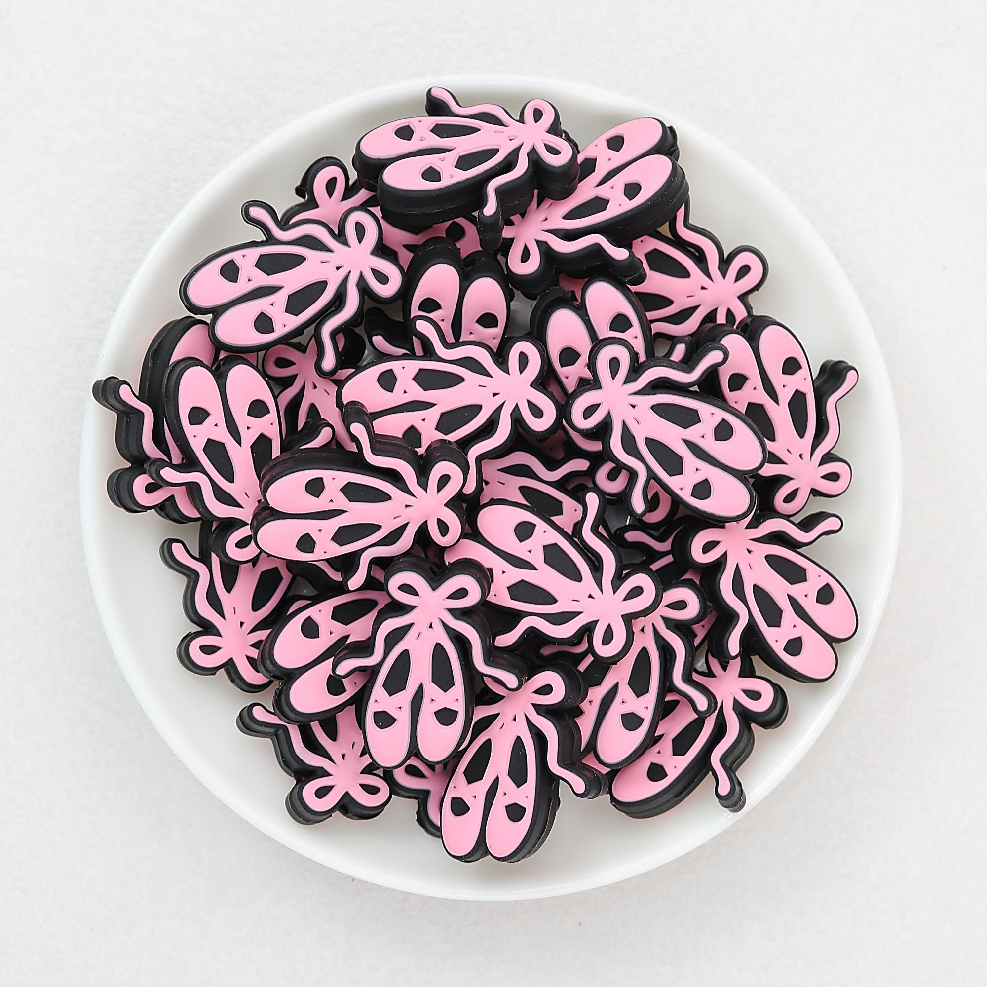 Pink Ballet Shoe Silicone Focal Beads 20 pcs